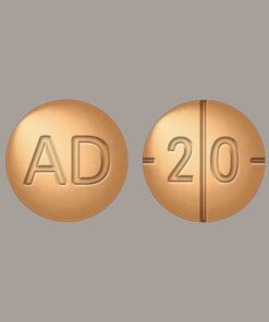 "Adderall 20mg prescription tablets in a secure pharmacy container."