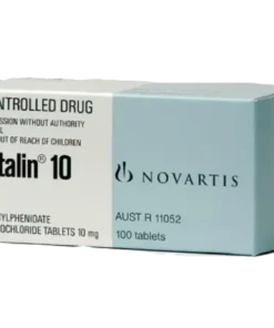 "Authentic Ritalin 10mg prescription tablets in a clear pharmacy bottle"
