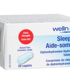 Bottle of Diphenhydramine 50mg sleep aid tablets