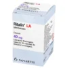 "Ritalin 40mg high-strength prescription tablets in a professional pharmacy bottle"