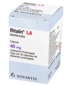 "Ritalin 40mg high-strength prescription tablets in a professional pharmacy bottle"